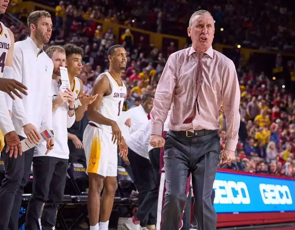 Arizona State Sun Devils coach and players react intensely during their November 11, 2023 matchup against Texas Southern