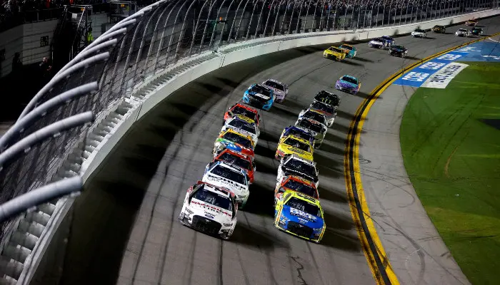 nascar race in process showing all the cars participating