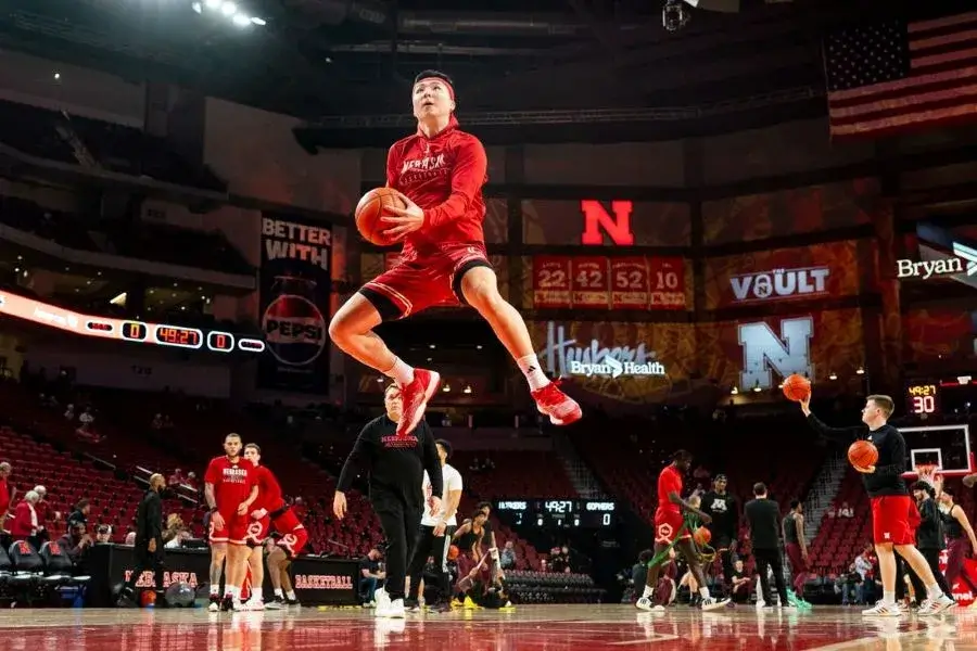 nebraska ncaab player jumping