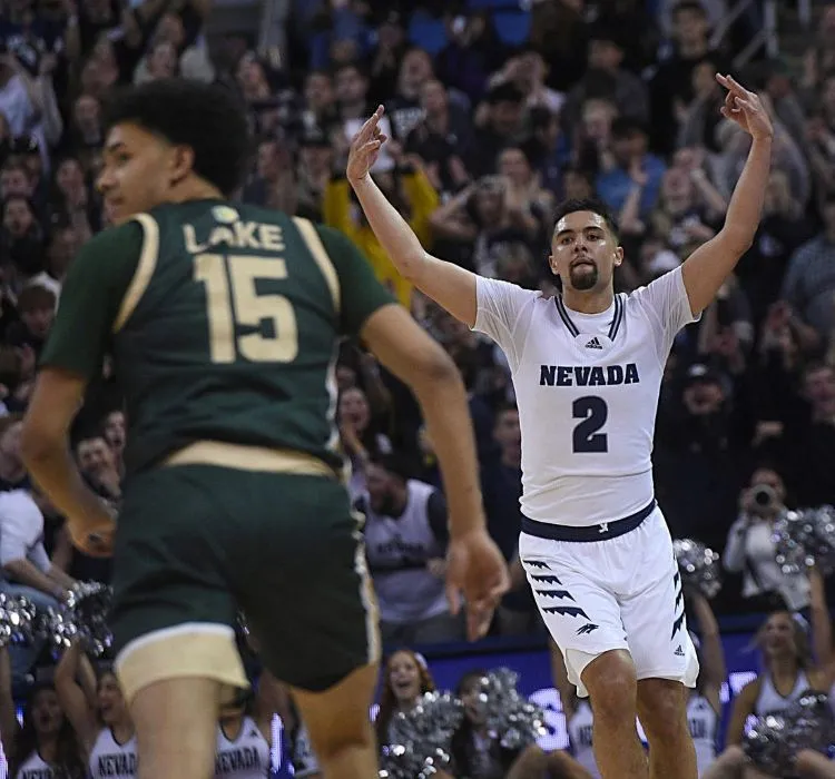 nevada ncaab player celebrating