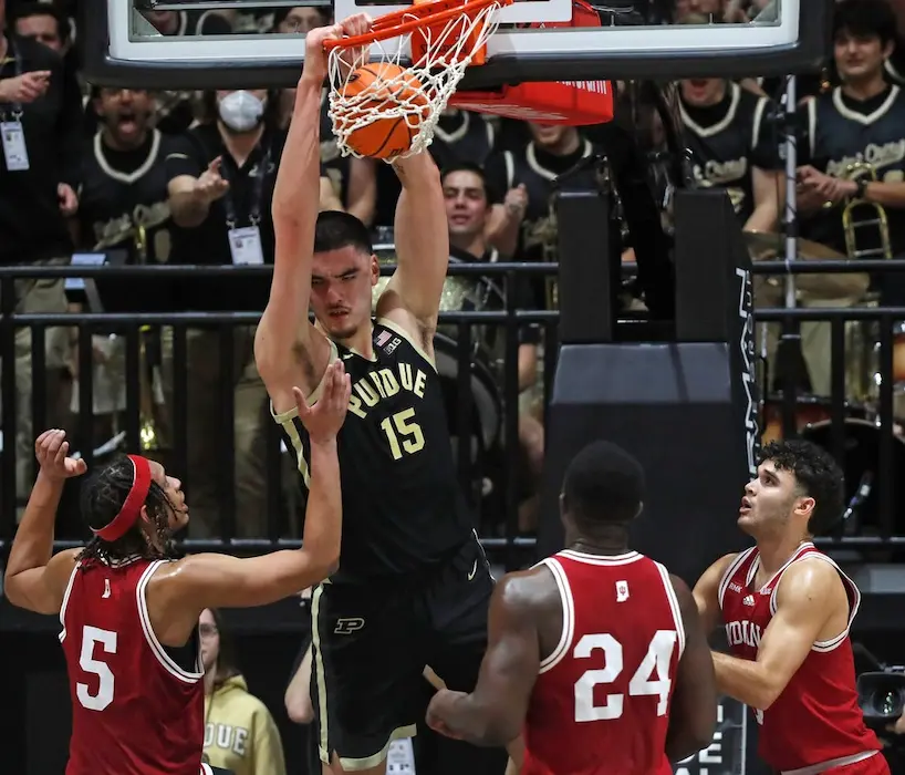 NCAAB 9 purdue player doing slam dunk