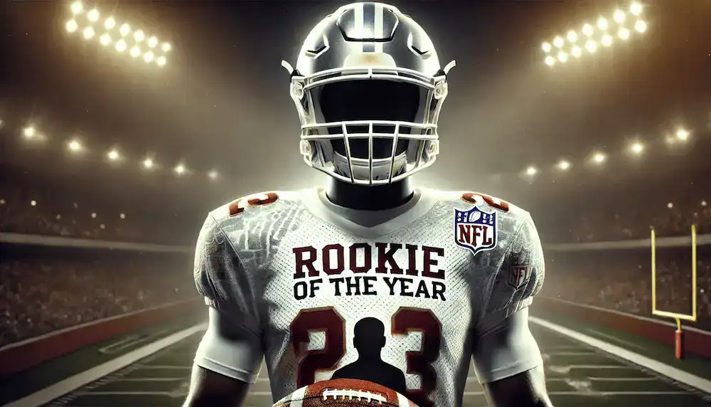 rookie of the year banner featuring a player with a blank face
