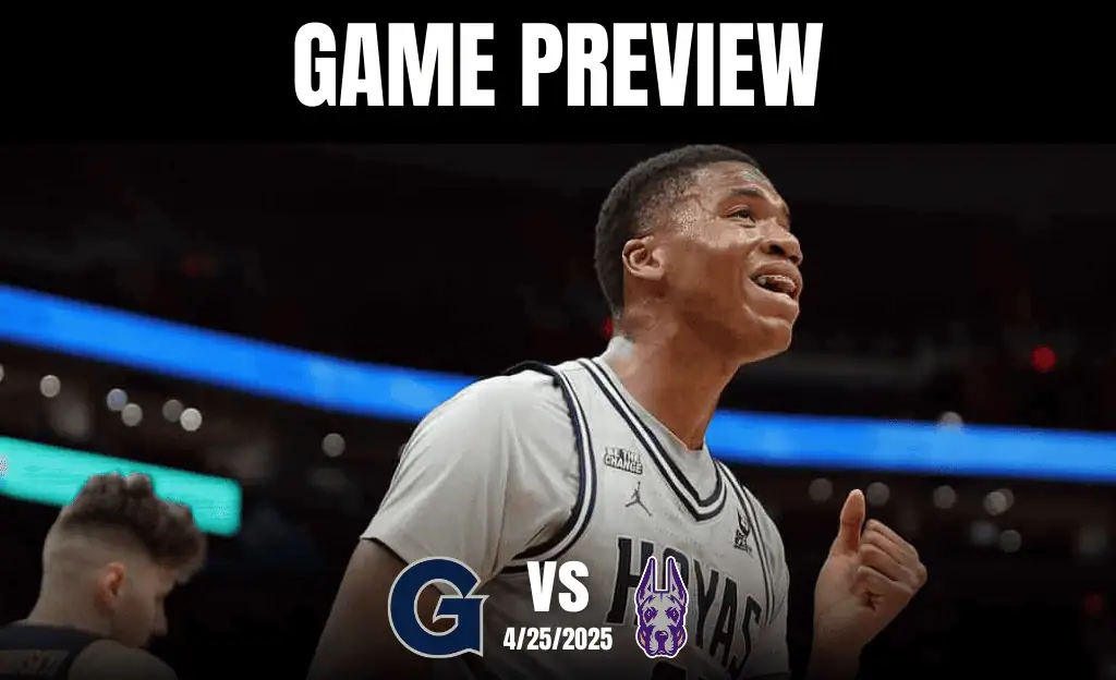 Action-packed basketball scene showcasing players in jerseys, with the title "Game Preview" above, and teams' logos below.