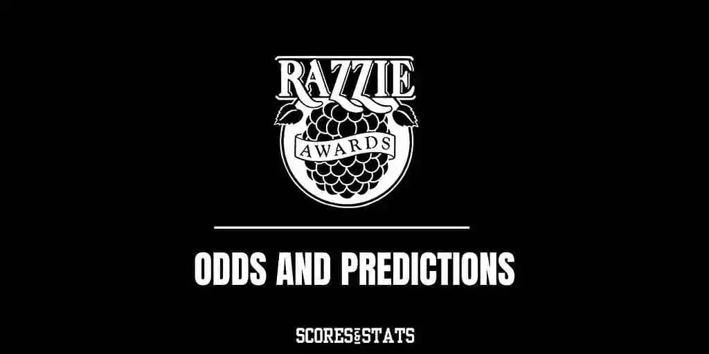 Black background featuring the text "RAZZIE AWARDS" with a logo and "ODDS AND PREDICTIONS" in bold white letters below.