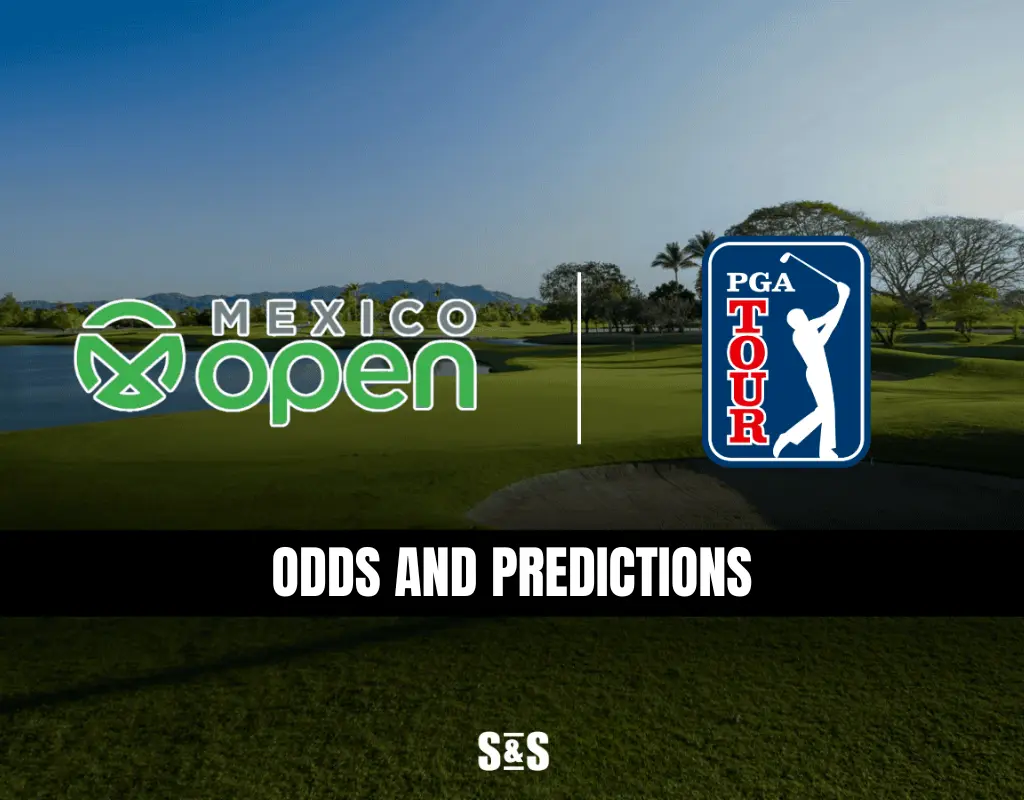 Mexico Open and PGA Tour logos over a golf course with the text “Odds and Predictions.