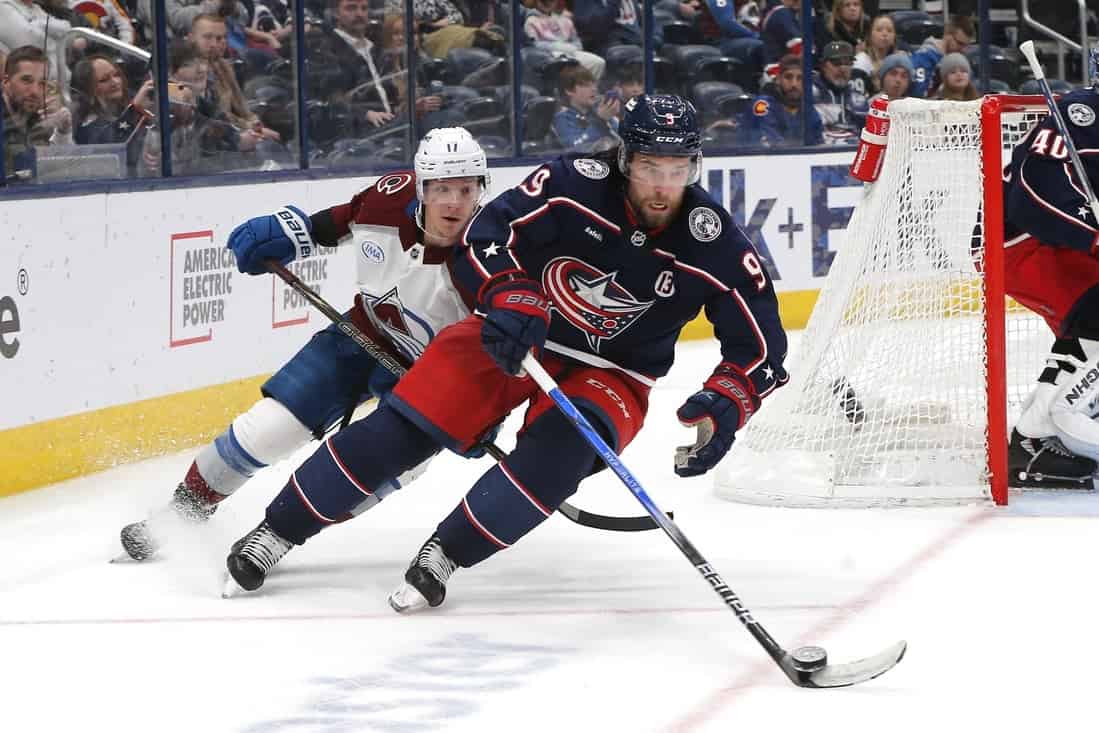 Blue Jackets Player Dribbling the puck