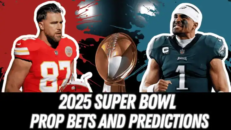 Jugadores de NFL y trofeo representando apuestas y predicciones para el Super Bowl 2025