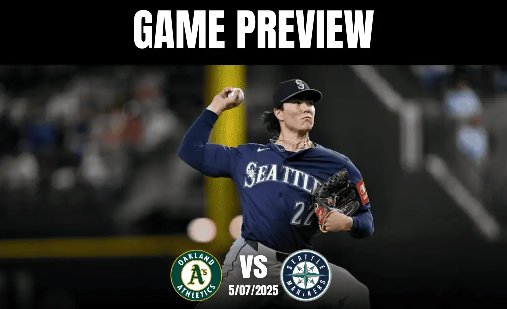 A Seattle Mariners pitcher in action during a game preview against the Oakland Athletics on May 7, 2025.