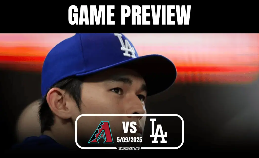 A person wearing a blue baseball cap with the LA logo, set against a gradient background, titled 'Game Preview' at the top.