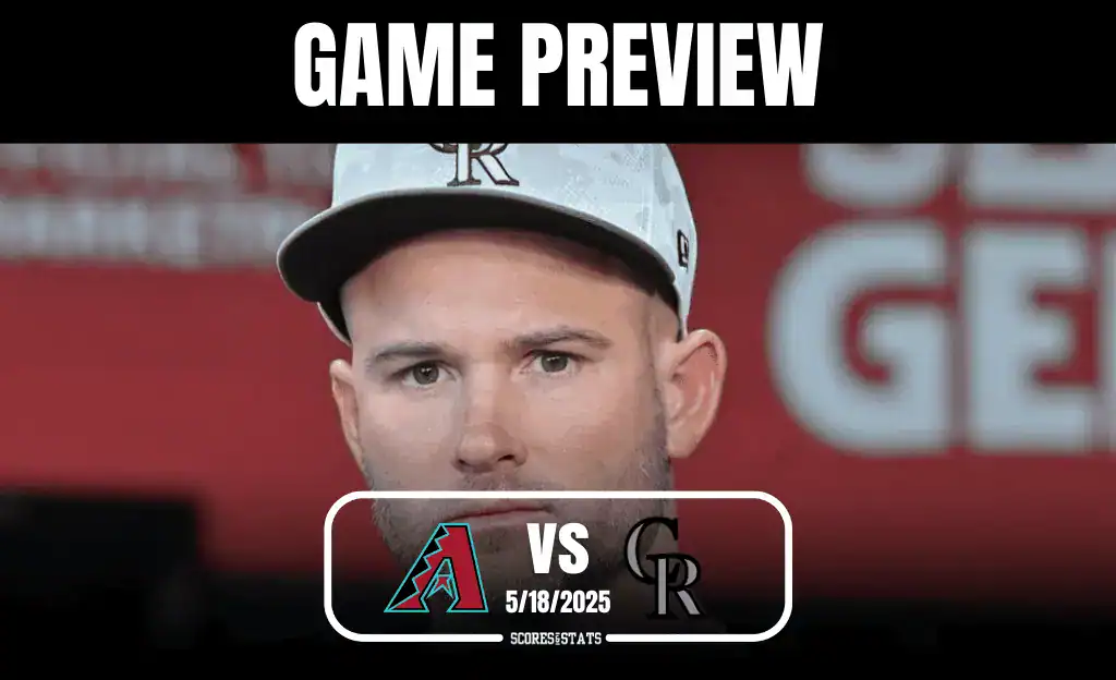A baseball player wearing a cap with a large "R" stands against a red backdrop, with bold text reading "GAME PREVIEW" above.