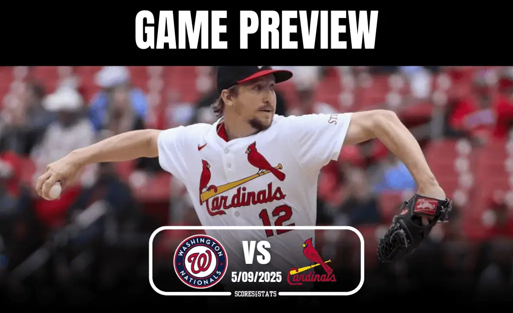 A pitcher from the St. Louis Cardinals throws a baseball in a game preview against the Washington Nationals on 5/09/2025.