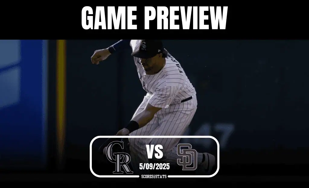Baseball player fielding a ball in a game preview for the Colorado Rockies vs. San Diego Padres on May 9, 2025.