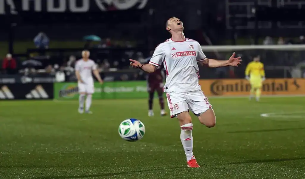 St. Louis City SC player reacts during match vs San Jose Earthquakes