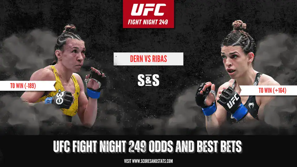 Peleadoras Dern y Ribas frente a frente promocionando UFC Fight Night 249 con cuotas y predicciones