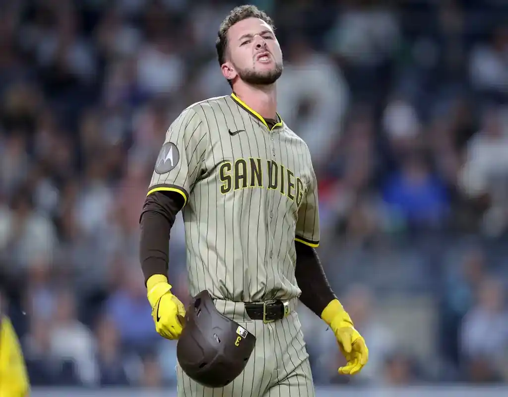 6 San Diego Padres player shows emotion during the game against Toronto Blue Jays on May 20, 2025