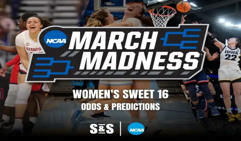 Imagen del torneo NCAA Women's Sweet 16 2025, destacando las probabilidades y predicciones para los equipos en la fase de eliminación directa del baloncesto femenino.
