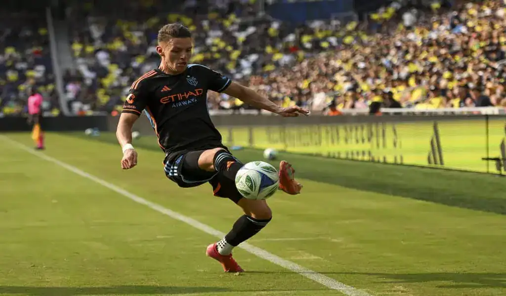 ew York City FC player controls the ball against Atlanta United, June 12th 2025