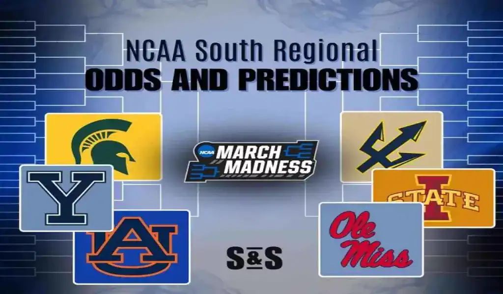 Logotipos de universidades participantes en el Regional Sur del torneo NCAA masculino 2025