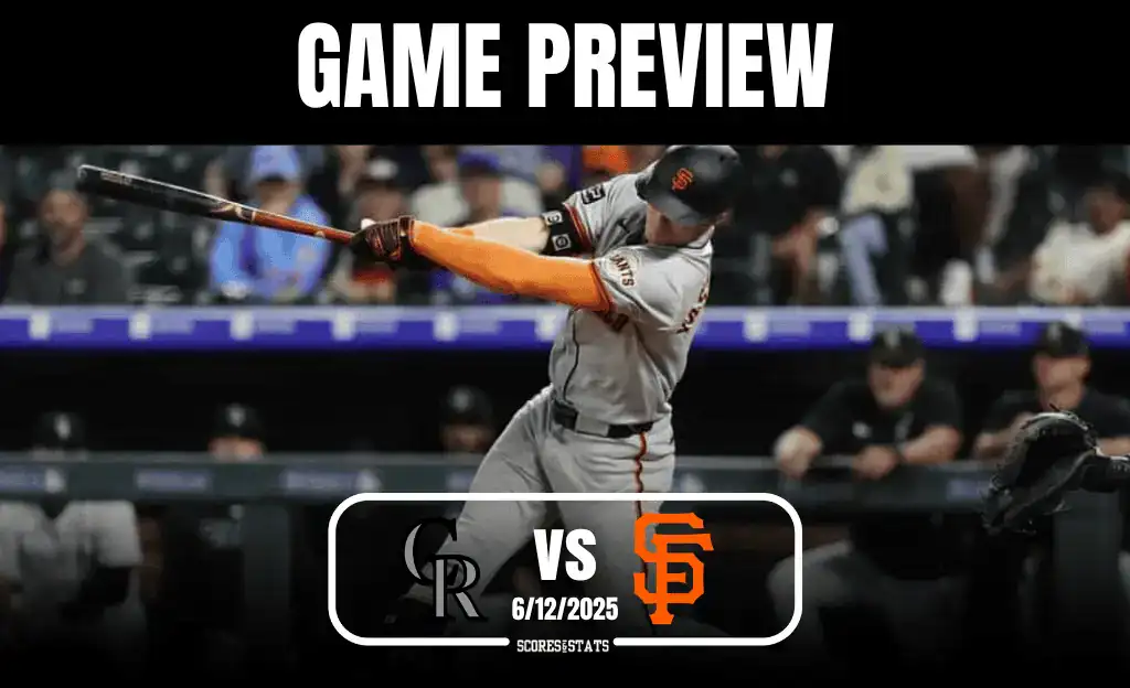 A San Francisco Giants player swings a baseball bat during a game preview against the Colorado Rockies on June 12, 2025.