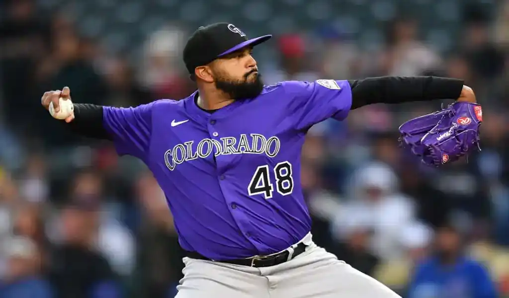 7 Colorado Rockies pitcher throws during game against Miami Marlins on June 2, 2025