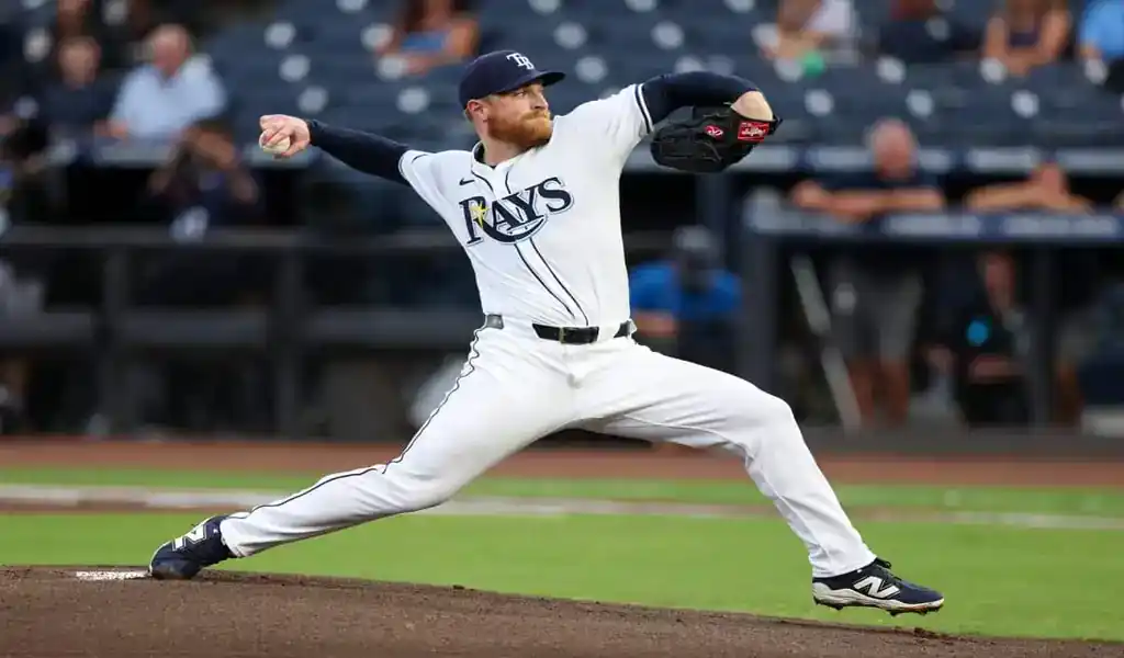 Tampa Bay Rays pitcher throws during game against Miami Marlins on June 8, 2025